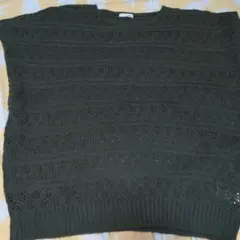 レディースダークグリーン レース編み ニットベスト