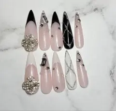 韓国　ギャル　ネイルチップ　ネイル　ロング　スナ系　量産型　y2k ワンホン