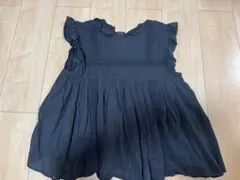 ブラック フリル ノースリーブシャツ