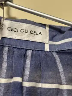 CECI OU CELA ネイビーとホワイトのチェック柄 半袖ワンピース