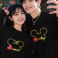 新品未使用親子ペアルック ミッキー ミニー裏起毛（フリース裏地）C303