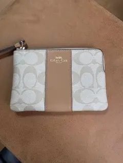 COACH コインケース ベージュ/ブラウン