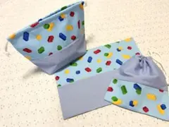 レゴ風給食セットピクセルマット(20×30)弁当袋コップ入園入学３点セット男の子