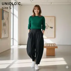 UNIQLO:C ユニクロシー コットンワイドパンツ ブラック Sサイズ
