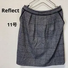 Reflect  リフレクト ひざ丈スカート 黒 グレー ポリエステル 11号
