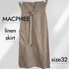 MACPHEE リネン混スカート 光沢　2way ハイウエスト　ベージュ　32のサムネイル