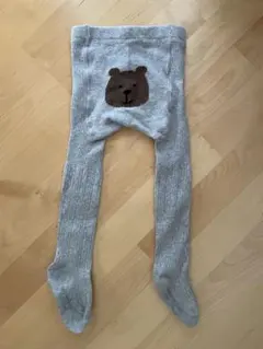 ベビータイツ クマ刺繍 グレー 12-24ヶ月