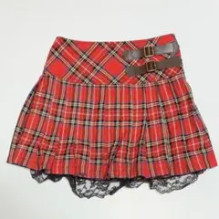 赤　チェック柄　スカート　未使用