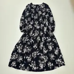 NATURAL BEAUTY 花柄ワンピース ブラック S