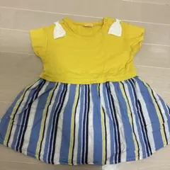 Moujonjon 半袖ワンピース イエロー/ストライプ　80cm