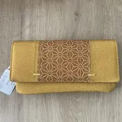 和柄デザイン 長財布 イエロー