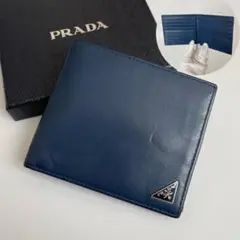 ［極美品］PRADA マネークリップ折財布　ブルー 2025年最新】PRADA カラー：ブルー系 二つ折り財布の人気