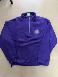 【大人気HUF‼️】ハーフジップ スウェット 紫 XL ドローコード付