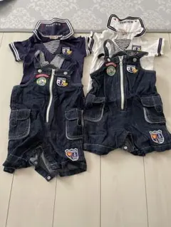 売り切りセール！ミキハウスセーラーカラー100 ネイビー　オーバーオール90①