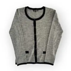 美品✨ミッシュマッシュ バイカラーカーディガン ウール混 M グレー【F184】