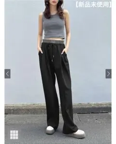 【新品未使用】GRL ウエストシャーリングドロストワイドパンツ[fo2193]