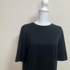 エイトン ブラック 黒 SUVINラウンドヘムTシャツ ロング丈 02 Mのサムネイル