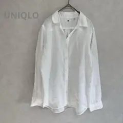 UNIQLO ユニクロ　リネン ホワイト 長袖シャツ　羽織り