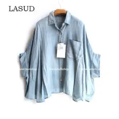 定価19000円【新品】ラッシュド ヤマダヤ★着心地とろみ薄手デニム風ロゴシャツのサムネイル