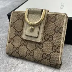GUCCI グッチ　キャンバス　折り財布　GG総柄　ベージュ　ホワイトのサムネイル