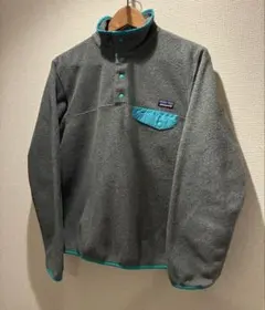 patagonia スナップT フリース S グレーxブルー パタゴニア