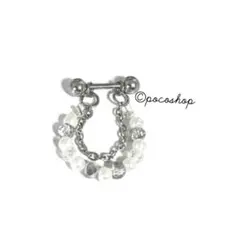 チェーンとビーズシールド 軟骨ピアス