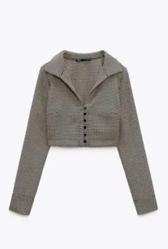 【ZARA】千鳥格子クロップドシャツジャケット