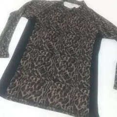 ロエンRoenヒョウ柄長袖ハイネックTシャツ L
