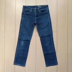 ユニクロ ストレートデニム ダークブルー 25 スリムフィット ストレッチ