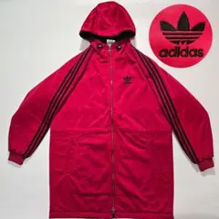 【90s】アディダス　キルティングジップアップボアパーカー　赤　レッド　デサント
