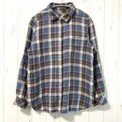 ✨美品✨サンクサンフォニー《FREE》チェックシャツ　長袖シャツ　ブルー系