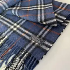 希少✨ Burberrys バーバリーズ カシミヤ マフラー ノバチェック 青