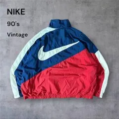 【875】90年代NIKEナイロンジャケット刺繍ロゴマルチカラーヴィンテージ古着