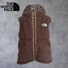 【美品】ノースフェイス キッズ140 ボアフリースベスト ブラウン