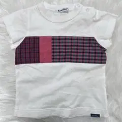 【美品】familiar ファミリア　tシャツ　半袖　赤チェック　80
