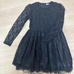 黒 レース 長袖 ワンピース　キッズ