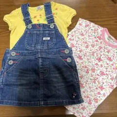 ミキハウス90 ジャンパースカートとTシャツ２枚のサムネイル