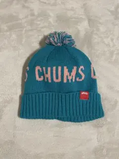 CHUMS ボンボン　ニット帽　緑×ピンク