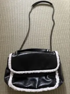 【新品】ボア チェーン ショルダー ハンド バッグ 2way 黒