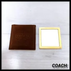 COACH コーチ コンパクトミラー 手鏡 ゴールドカラー ブラウンケース