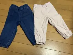 デニムブルーとピンクのパンツ2点セット