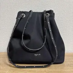 agnès b. ブラック巾着バッグ　2way