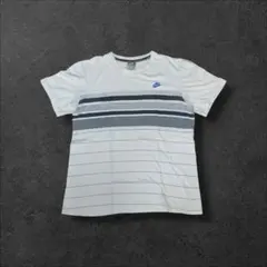 NIKE古着半袖Tシャツ刺繍ロゴボーダー白ホワイト/R446
