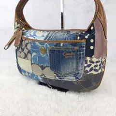 COACH　コーチ ワンショルダー パッチワーク デニム シグネチャー　ムーン