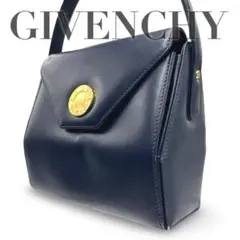 ジバンシィ ロゴ ベロア がま口ハンドバッグ GIVENCHY ブルー - メルカリ