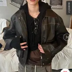 SHAGGIE ショートブルゾン レザージャケット ブラウンのサムネイル