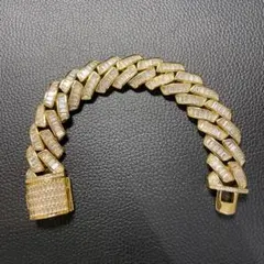 18k gp czダイヤ マイアミチェーン ブレスレット ゴールド アバランチ