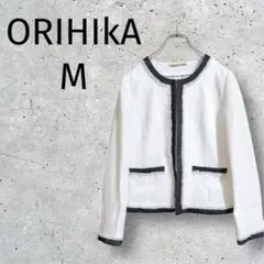 オリヒカ◆ノーカラーツイードジャケット/セレモニー/入学式/白/M/1786