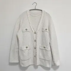 GU ツイード ホワイト カーディガン