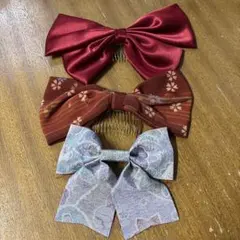 リボン型髪飾り3個セット